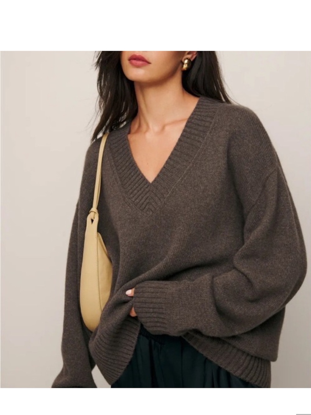 NWT Reformation Jadey Cashmere Oversized V-neck Sweater